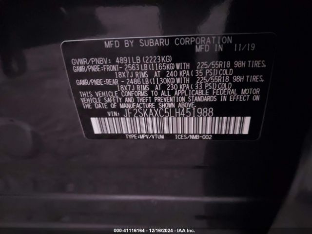 JF2SKAXC5LH451988 Subaru Forester Touring