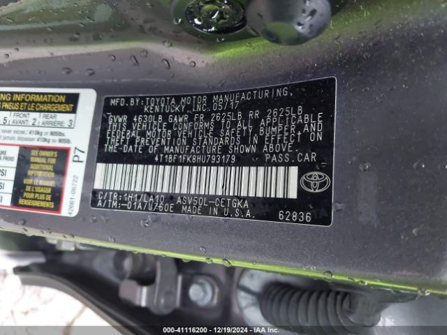 4T1BF1FK8HU793179 Toyota CAMRY XLE