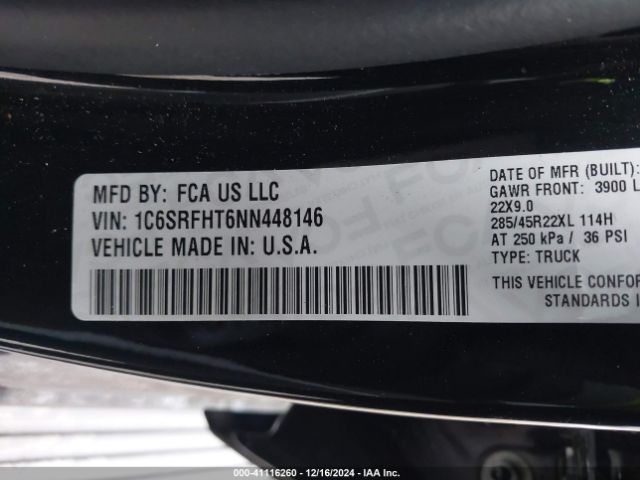 1C6SRFHT6NN448146 RAM 1500 Limited  4x4 5'7 Box
