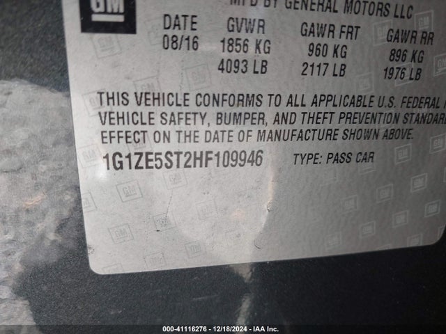 1G1ZE5ST2HF109946 Chevrolet MALIBU 1LT