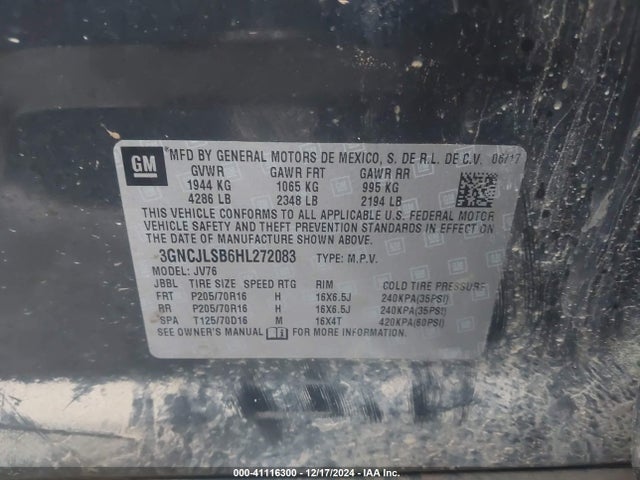 Chevrolet Trax Lt 2017 3GNCJLSB6HL272083 Image 9