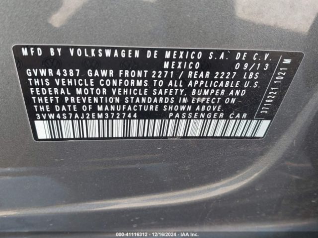 3VW4S7AJ2EM372744 Volkswagen Jetta Gli Autobahn W/nav