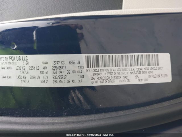 2C4RC1DG0LR163432 Chrysler Voyager Lxi