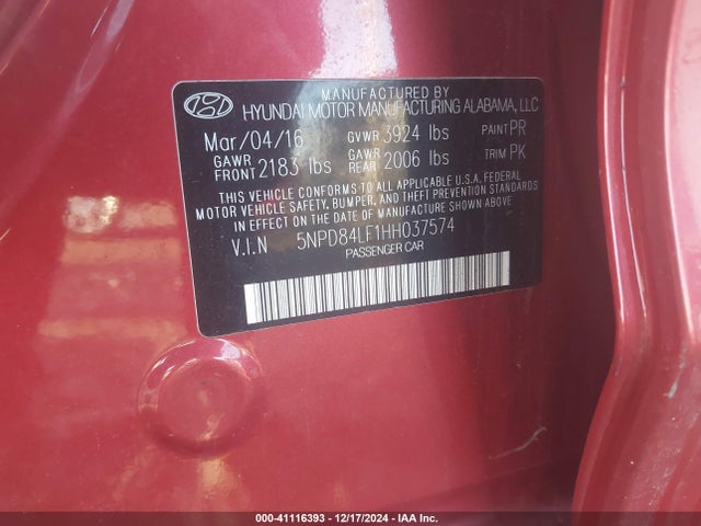 Hyundai ELANTRA SE 2017 5NPD84LF1HH037574 Image 9