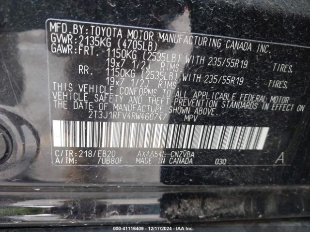 2T3J1RFV4RW460747 Toyota Rav4 Adventure