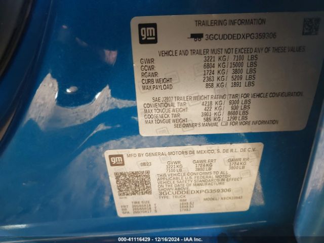3GCUDDEDXPG359306 Chevrolet Silverado 1500 4wd  Standard Bed Lt