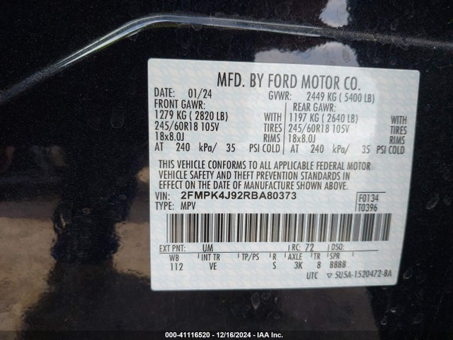 Ford EDGE SEL 2024 2FMPK4J92RBA80373 Image 9
