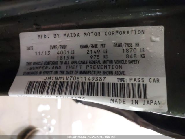 JM1BM1V70E1149387 Mazda Mazda3 I Touring