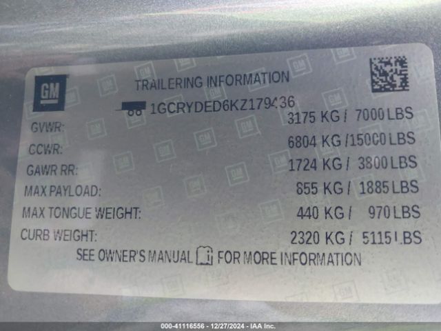 1GCRYDED6KZ179436 Chevrolet Silverado 1500 Lt