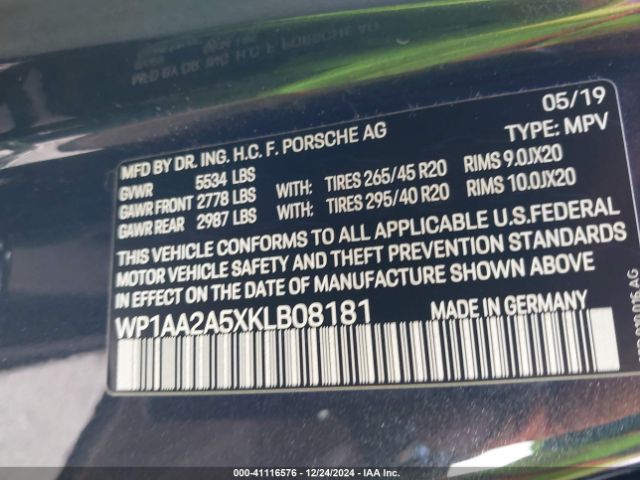 WP1AA2A5XKLB08181 Porsche Macan