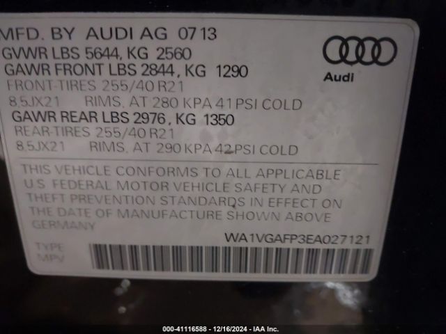 2014 AUDI SQ5 WA1VGAFP3EA027121 Photo 8