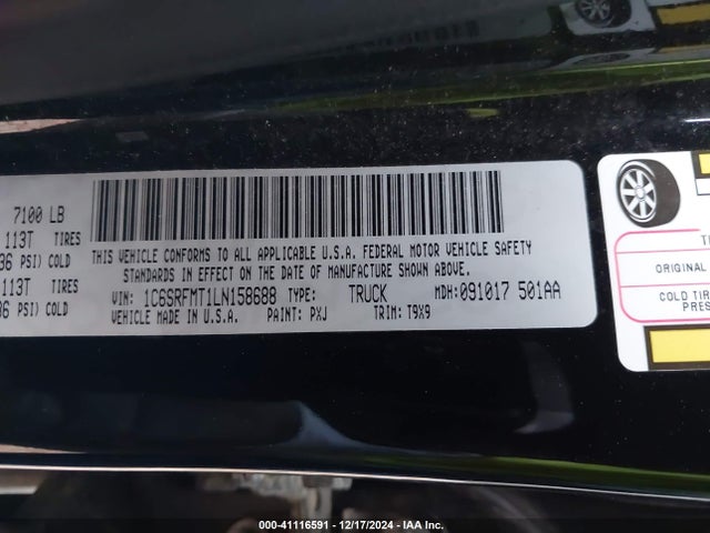 1C6SRFMT1LN158688 RAM 1500 Big Horn  4x4 6'4 Box