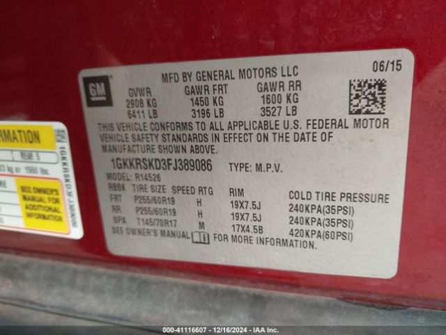 1GKKRSKD3FJ389086 GMC Acadia Slt-2
