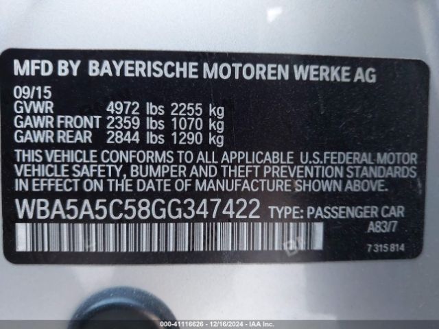 WBA5A5C58GG347422 BMW 528I