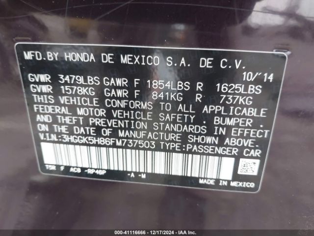 3HGGK5H86FM737503 Honda Fit Ex/ex-l