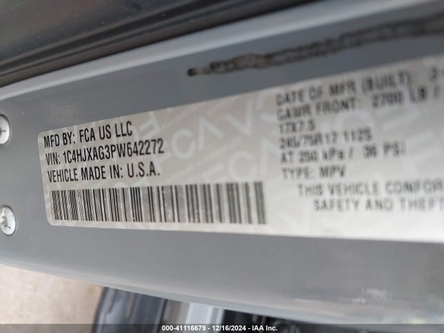 1C4HJXAG3PW642272 Jeep Wrangler 2-door Sport S 4x4