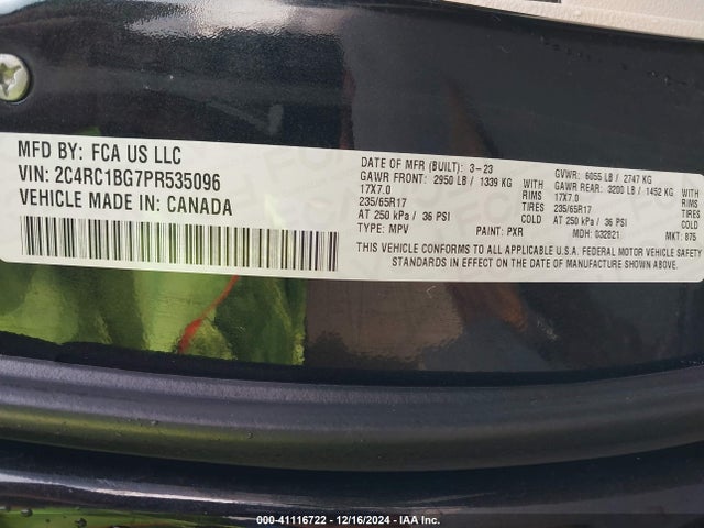 2C4RC1BG7PR535096 Chrysler Pacifica Touring L