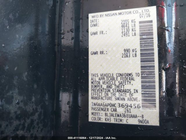 1N4AA6AP0HC369456 Nissan Maxima 3.5 Sl