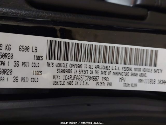 1C4RJFAG5FC704687 Jeep Grand Cherokee Altitude