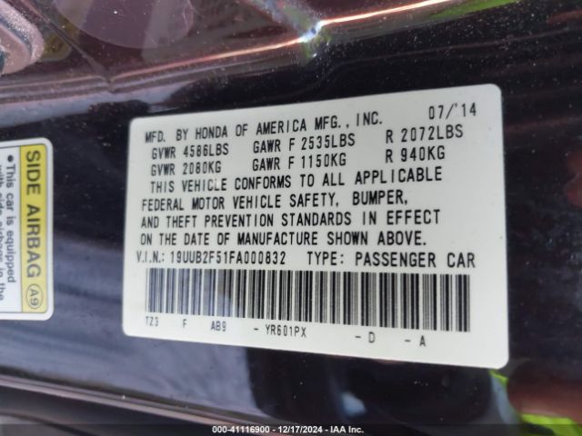 19UUB2F51FA000832 Acura Tlx V6 Tech