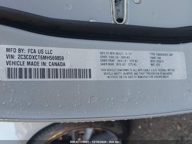 2C3CDXCT6MH569859 Dodge Charger R/t Rwd