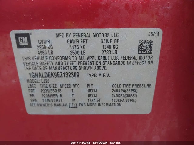 Chevrolet Equinox Ltz 2014 1GNALDEK9EZ132309 Image 9