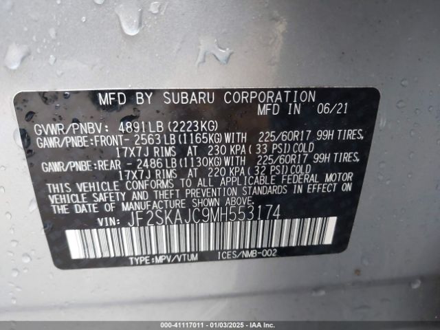 JF2SKAJC9MH553174 Subaru Forester Premium