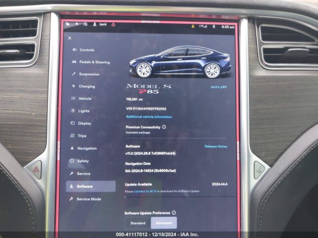5YJSA1H15EFP52102 Tesla Model S P85
