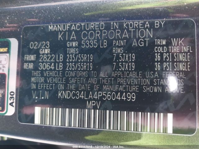 KNDC34LA4P5604499 KIA Ev6 Wind