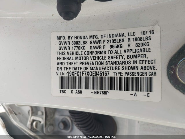 19XFC1F7XGE045167 Honda l15b7