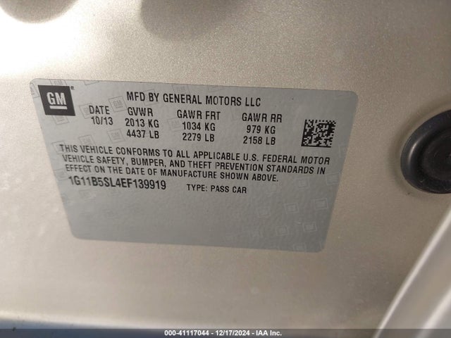 Chevrolet Malibu 1ls 2014 1G11B5SL4EF139919 Image 9