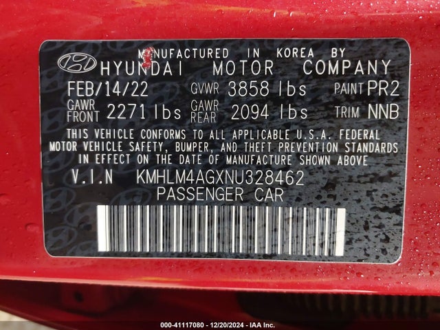 Hyundai ELANTRA SEL 2022 KMHLM4AGXNU328462 Image 9