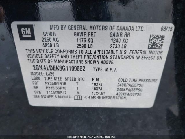 2GNALDEK8G1109552 Chevrolet Equinox Ltz
