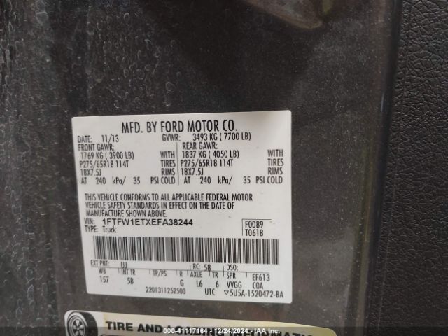 1FTFW1ETXEFA38244 Ford F-150 Fx4
