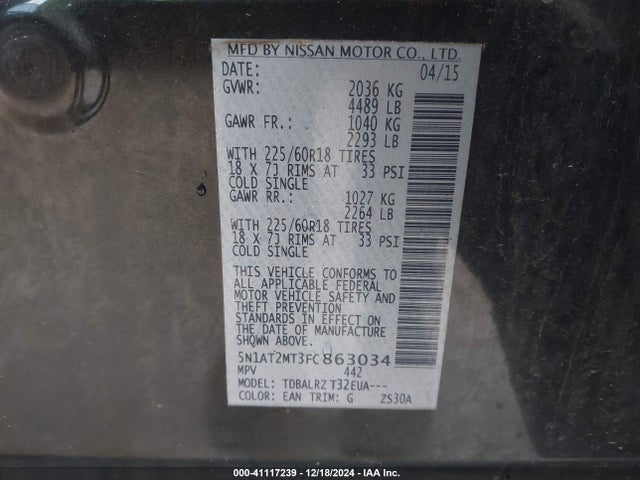 Nissan Rogue Sl 2015 5N1AT2MT3FC863034 Image 9