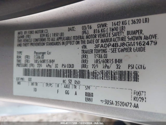 Ford FIESTA SE 2016 3FADP4BJ8GM162479 Image 9