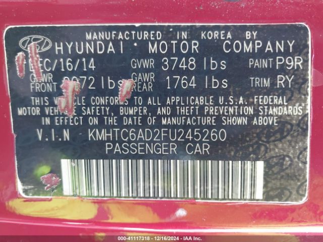 KMHTC6AD2FU245260 Hyundai Veloster
