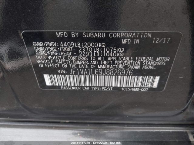 JF1VA1L69J8826976 Subaru Wrx Limited