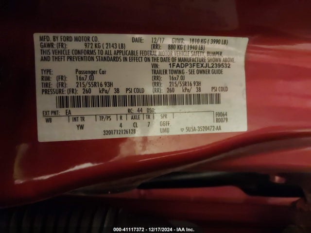 Ford FOCUS SE 2018 1FADP3FEXJL239532 Image 9
