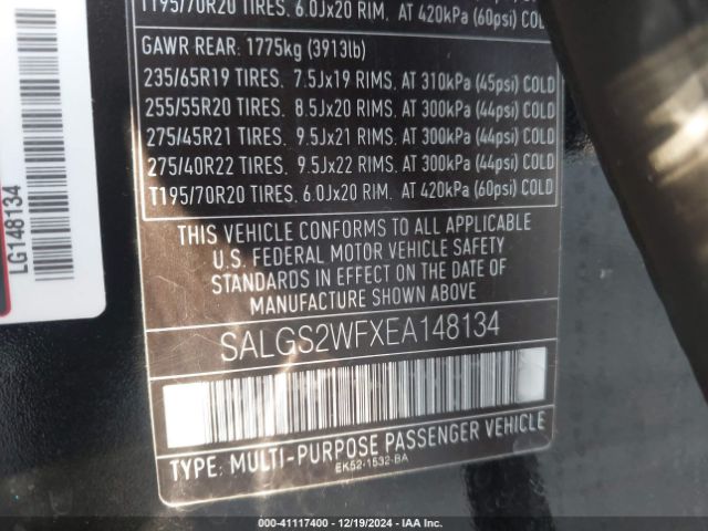SALGS2WFXEA148134 Land Rover Range Rover 3.0l V6 Supercharged Hse