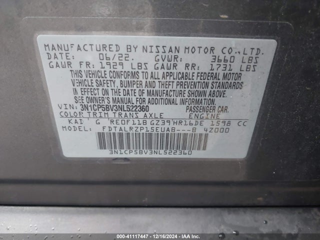 Nissan Kicks S Xtronic Cvt 2022 3N1CP5BV3NL522360 Image 9