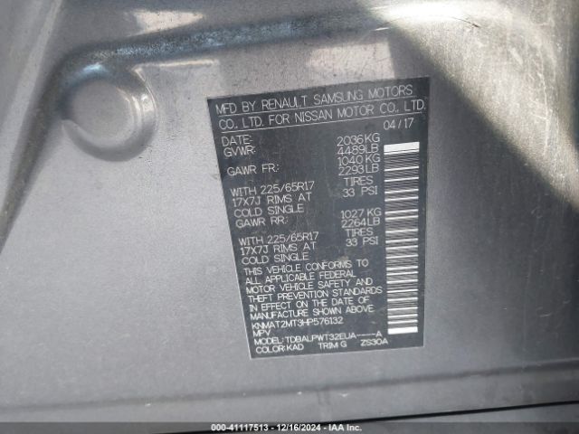 KNMAT2MT3HP576132 Nissan ROGUE S
