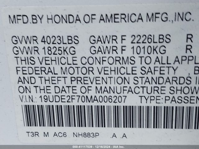 19UDE2F70MA006207 Acura Ilx Premium Package/technology Package