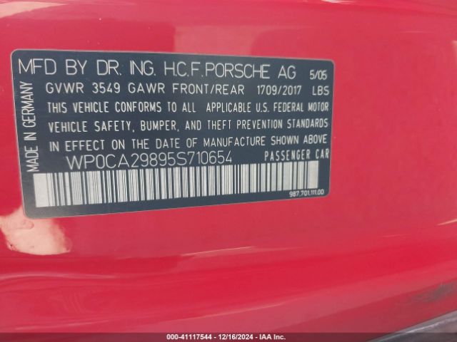 2005 PORSCHE BOXSTER WP0CA29895S710654 Photo 8