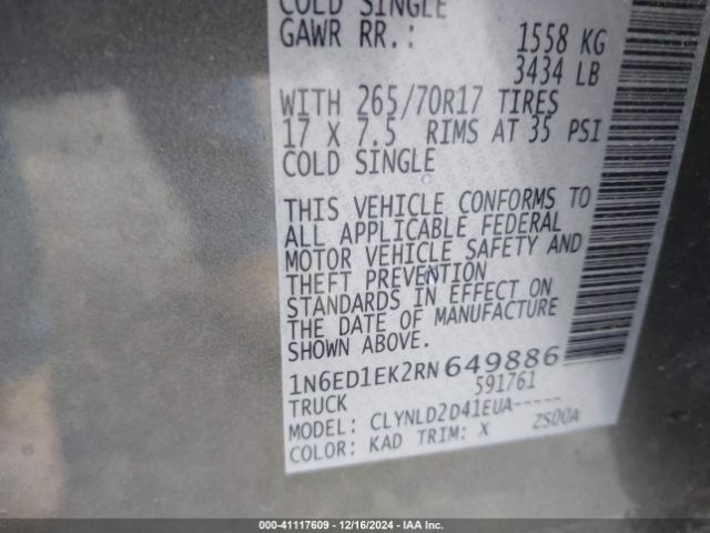 1N6ED1EK2RN649886 Nissan Frontier Pro-4x 4x4