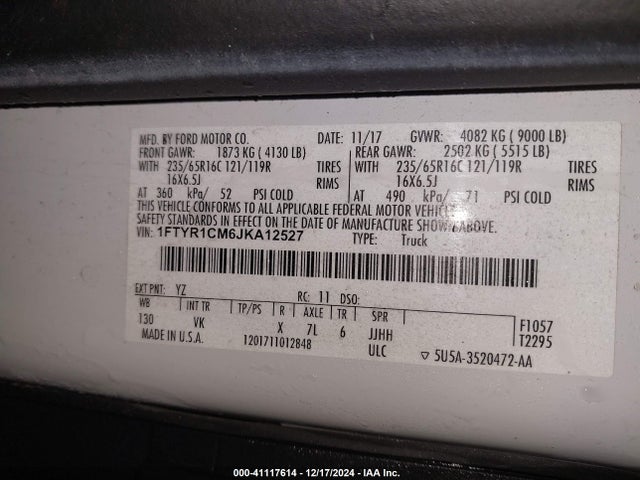 1FTYR1CM6JKA12527 Ford Transit-250