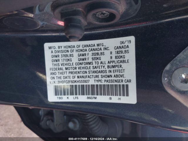 2HGFC2F60KH555927 Honda Civic Lx