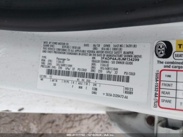 3FADP4AJ8JM134299 Ford FIESTA S