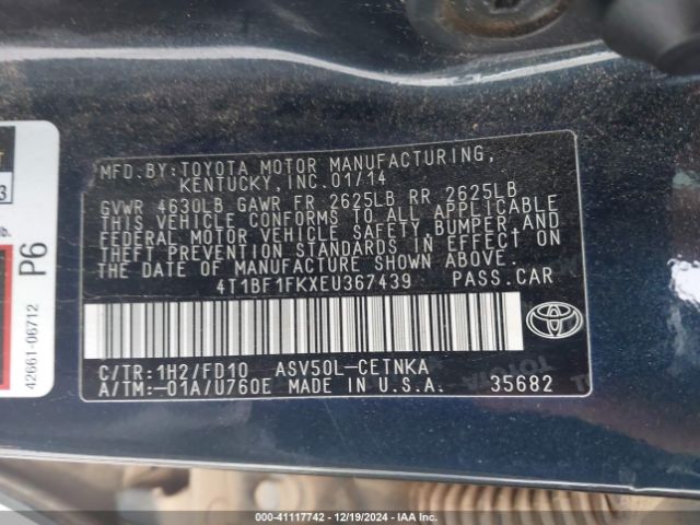 4T1BF1FKXEU367439 Toyota CAMRY LE
