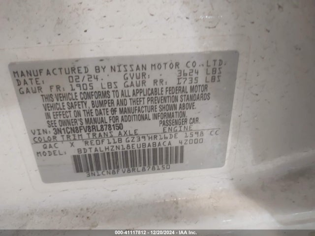 Nissan Versa 1.6 Sr 2024 3N1CN8FV8RL878150 Image 9